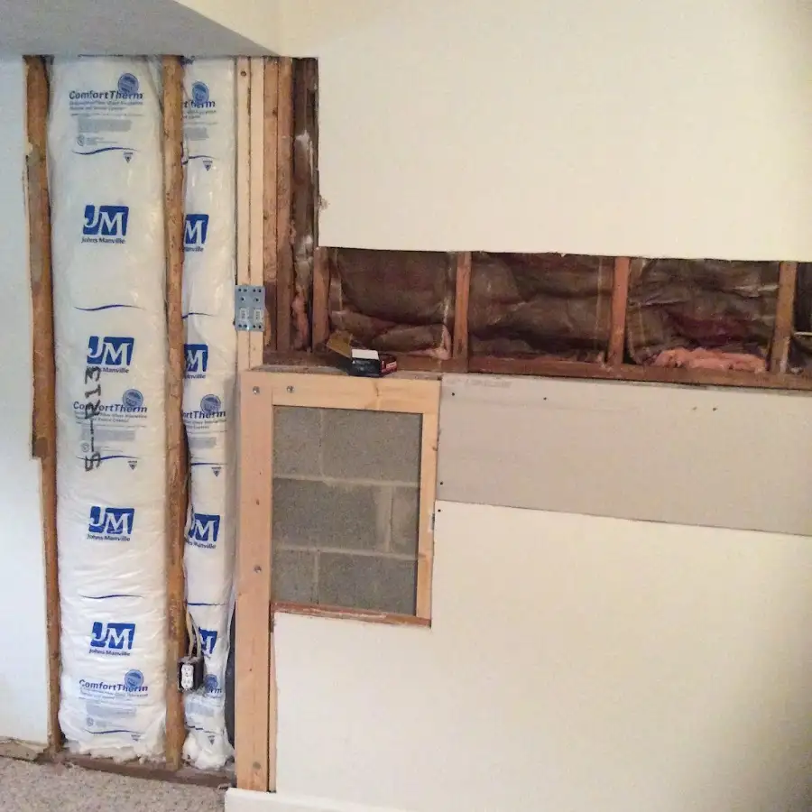 Wall insulation replacement during Basement Flood Cleanup in Canton